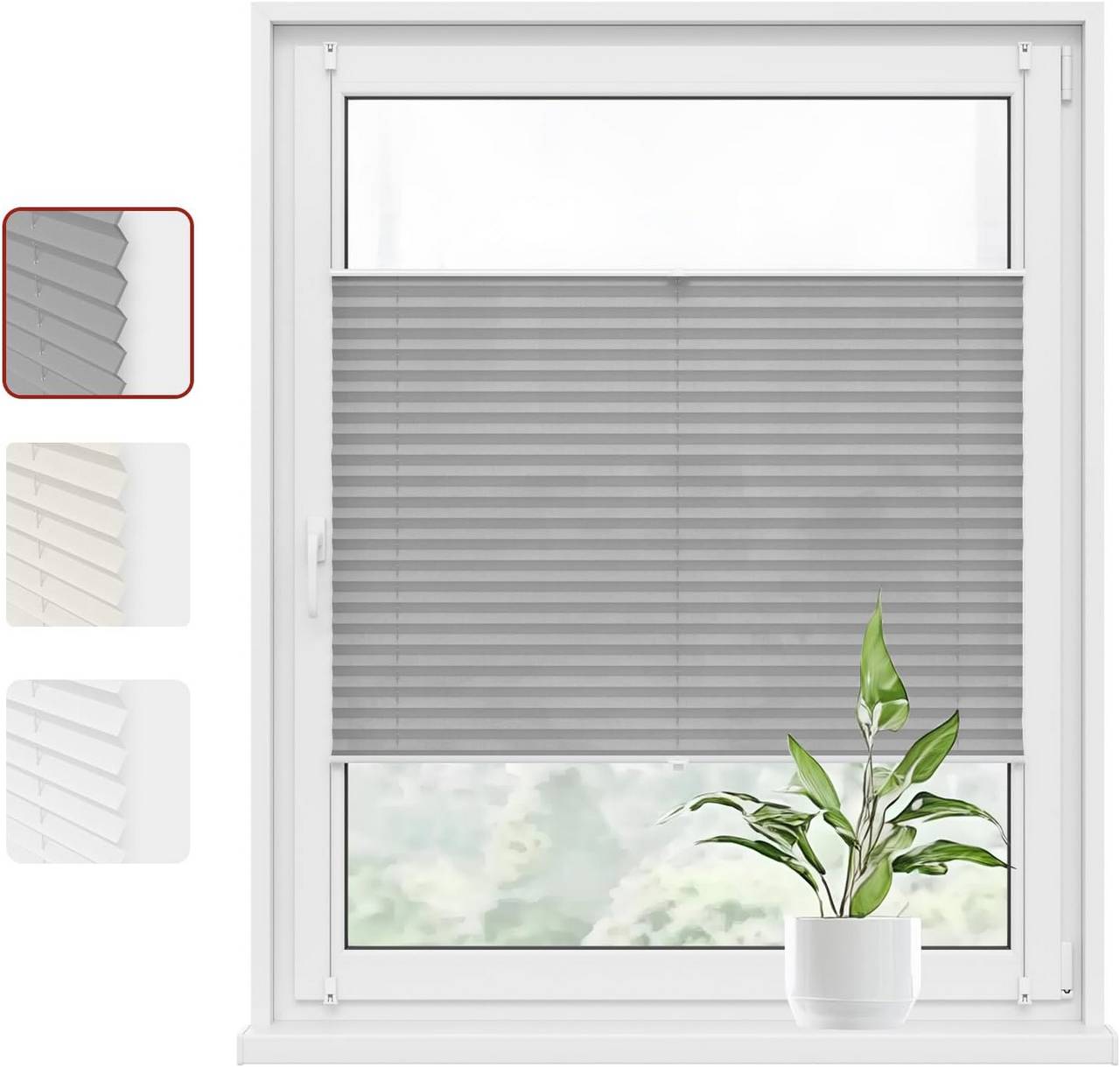 WOLTUTenda Plissettata Fissaggio a Morsetto Senza Foratura Easyfix Grigio