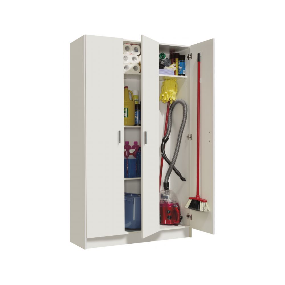 Armadio 3 ante e 4 ripiani Multiuso 108x37 x H. 180 cm - Bianco