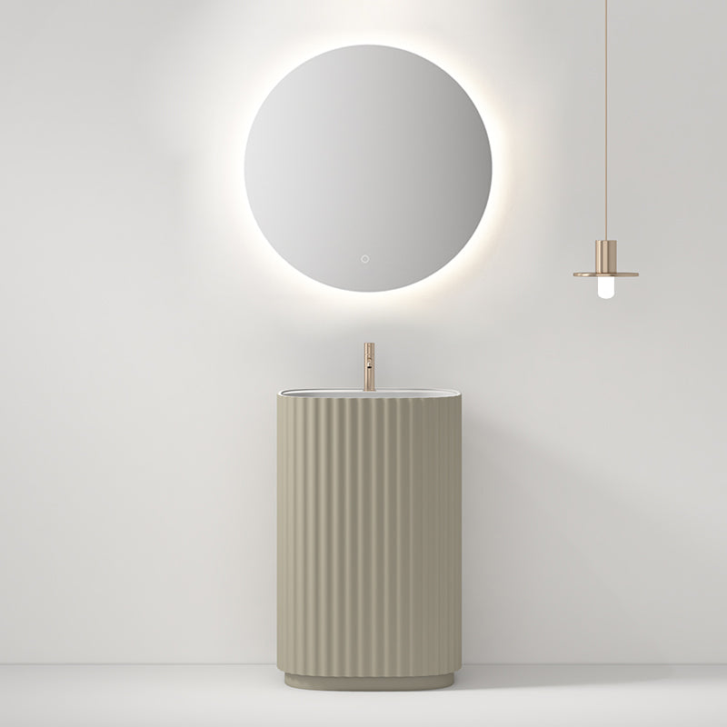 Lavabo Freestanding Reid 50 cm Tortora Specchio Tondo - Meda