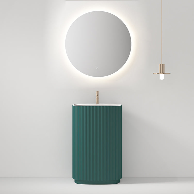 Lavabo Freestanding Reid 50 cm Verde Bottiglia Specchio Tondo - Meda