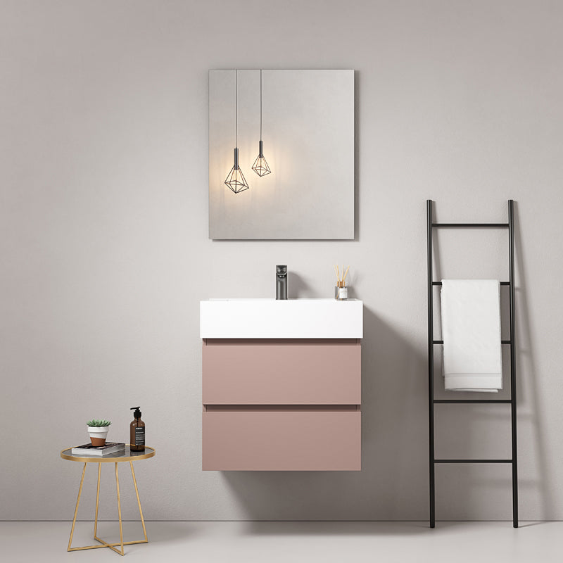 Mobile bagno sospeso 60 cm Rosa Retro Lavabo in Resina Specchio Quadro - Fiji Paint