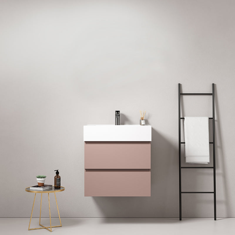 Mobile bagno sospeso 60 cm Rosa Retro Lavabo in Resina Senza Specchio - Fiji Paint