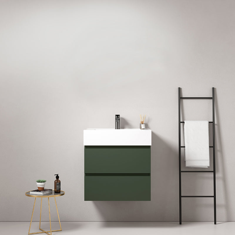 Mobile bagno sospeso 60 cm Verde Comodoro Lavabo in Resina Senza Specchio - Fiji Paint