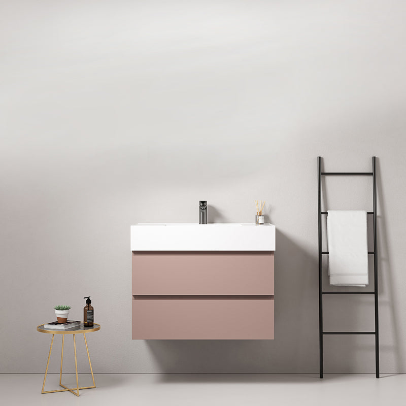 Mobile bagno sospeso 80 cm Rosa Retro Lavabo in Resina Senza Specchio - Fiji Paint