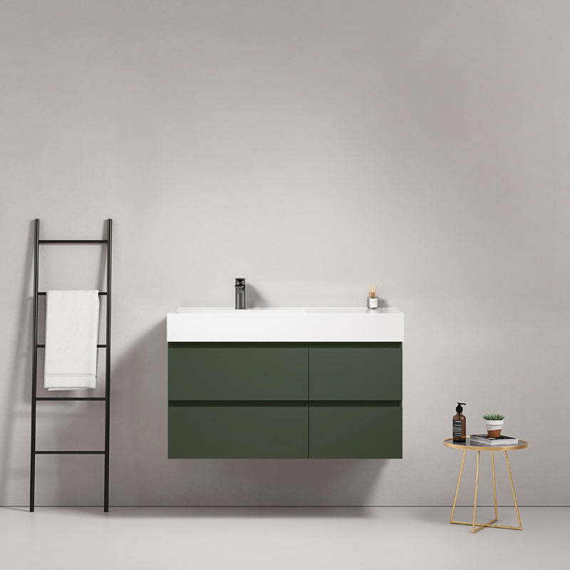 Mobile bagno sospeso 100 cm Verde Comodoro Lavabo a Sinistra in Resina Senza Specchio - Fiji Paint