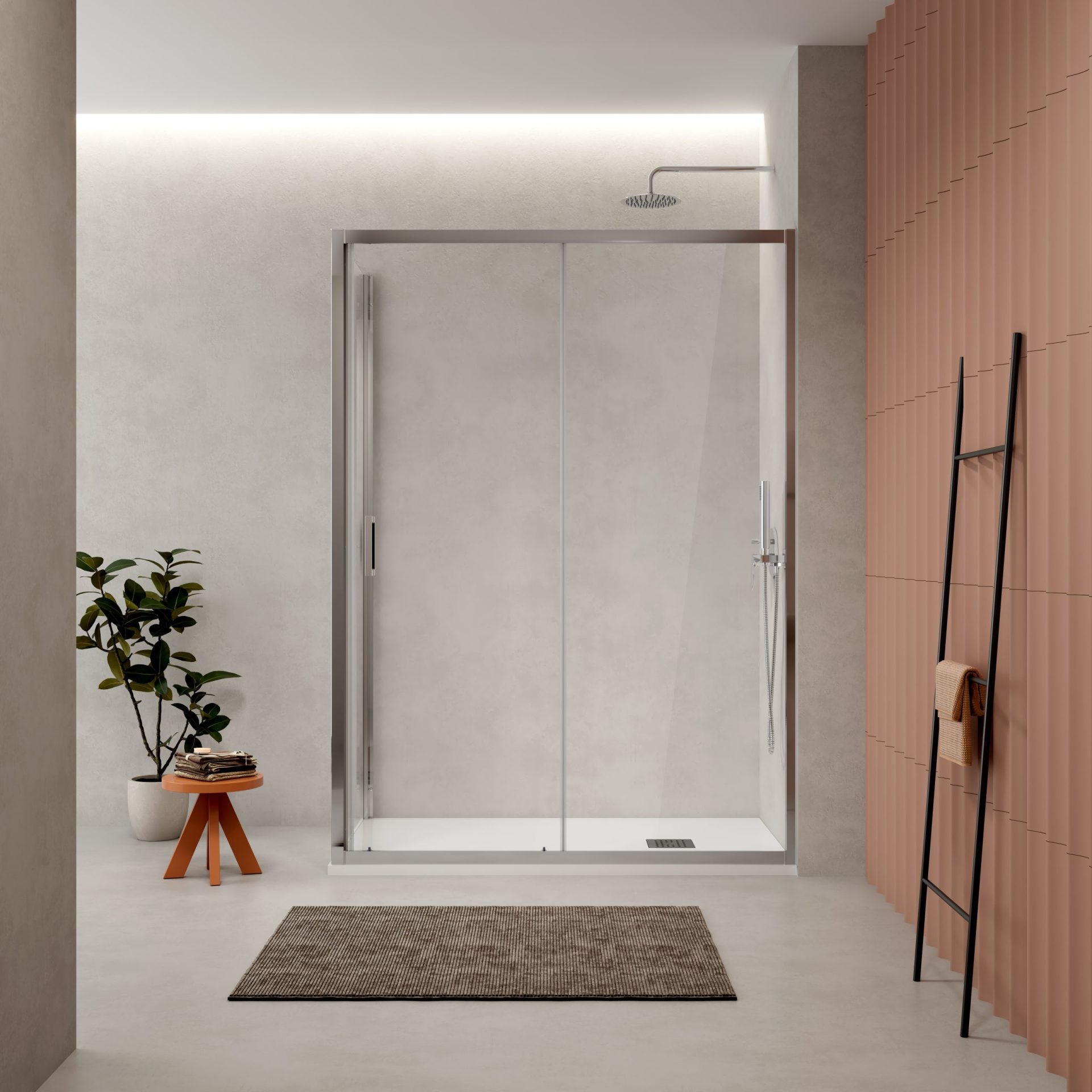 Porta Doccia 150 cm Scorrevole Vetro Trasparente e Profilo Cromo - Escape