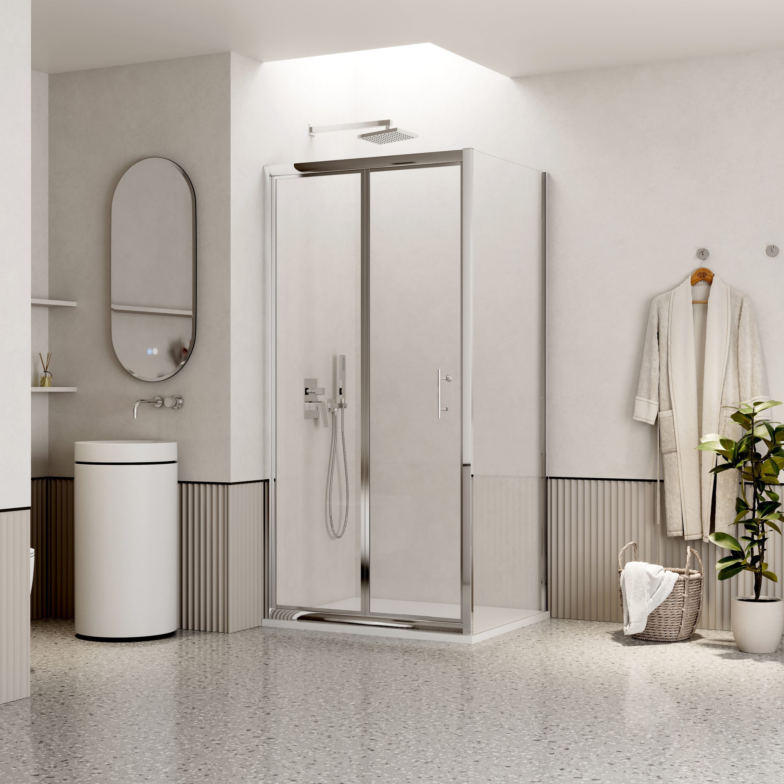 Porta Doccia 90 cm Soffietto Vetro Trasparente e Profilo Cromo - Escape