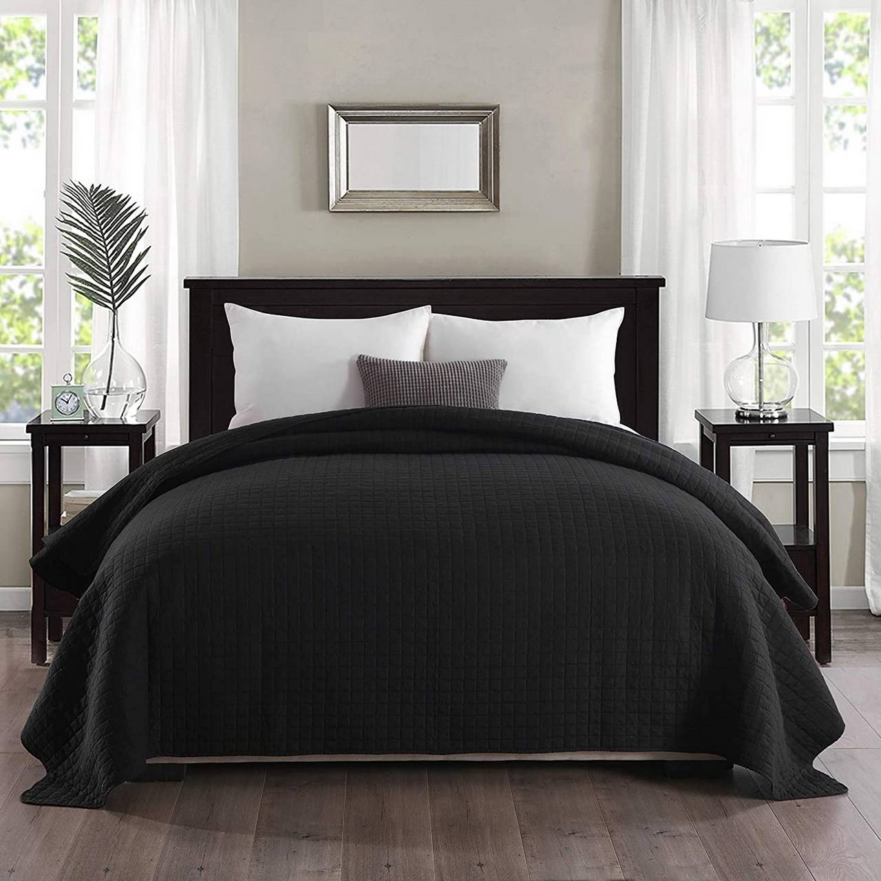 WOLTUCopriletto Patchwork Design Reversibile Nero