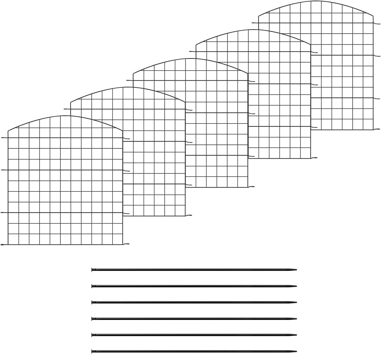 WOLTURecinto per Laghetti Recinto da Giardino Set Completo, Recinto a innesto in Metallo, Recinto a Rete, Nero