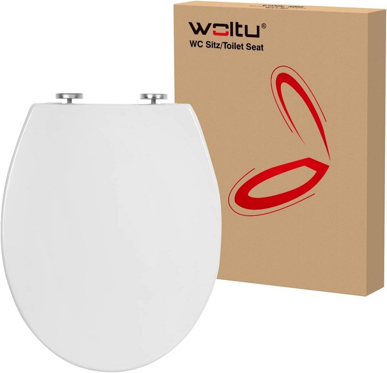 WOLTUToilet lid, toilet seat with soft-close mechanism, antibacterial, Fast Fix, oval, white