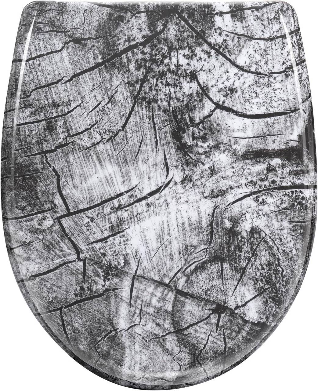 WOLTUCoperchio della Toilette, Sedile della Toilette con Chiusura Ammortizzata, Sedile della Toilette, Forma a O, Motivo Legno