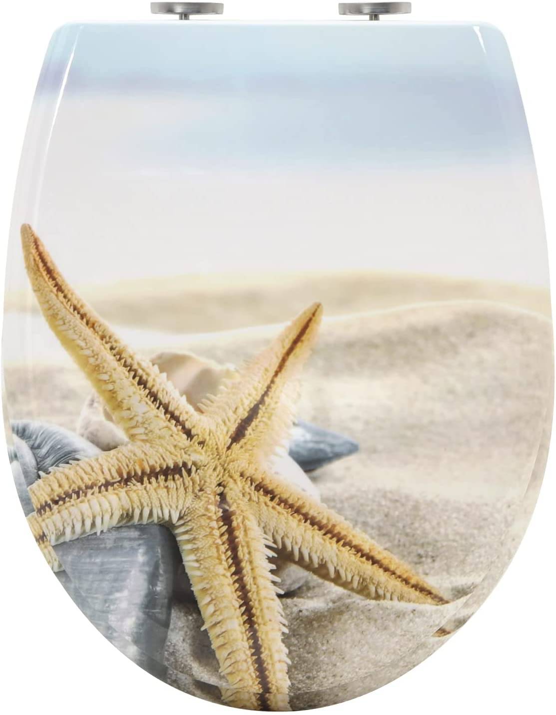 WOLTUCoperchio per WC con Meccanismo di Chiusura Morbida Sedile del WC Premium Sedile del WC Stella Marina Gialla