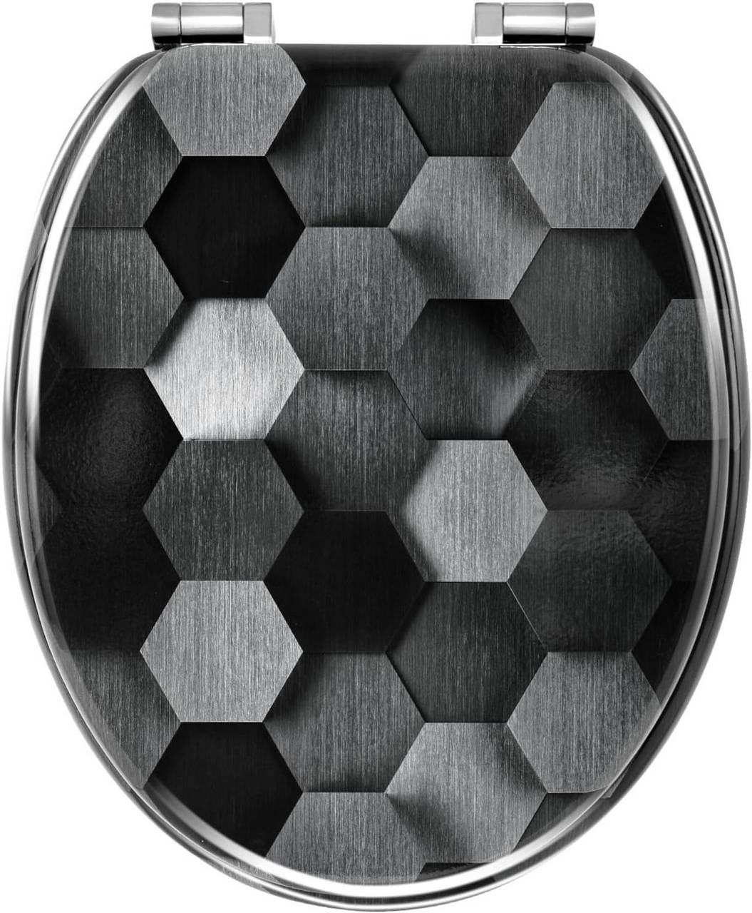 WOLTUCoperchio per WC con Chiusura Ammortizzata, Sedile del WC a Forma di O, in MDF, Tecnologia a Nido d'Ape Grigio