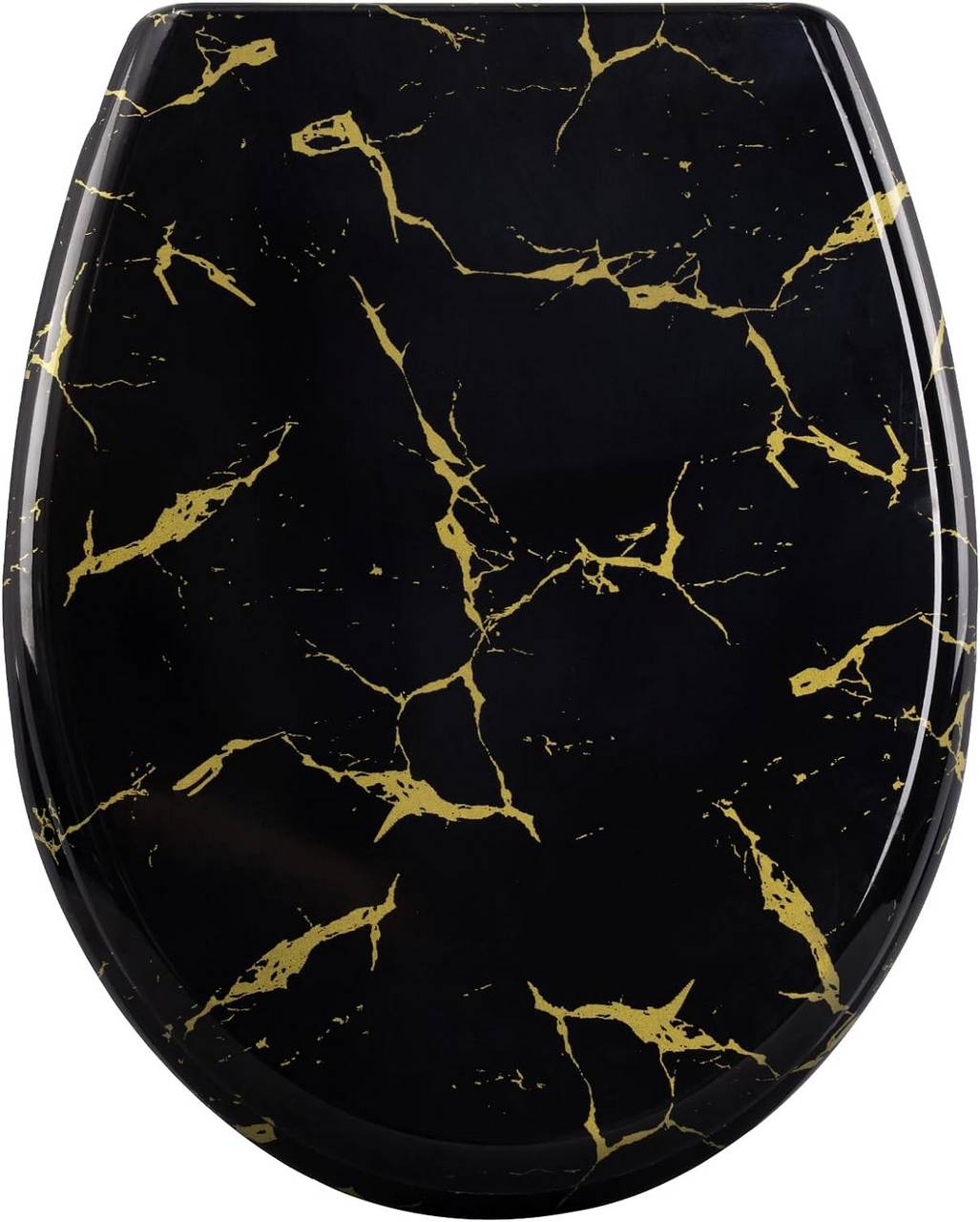 WOLTUCoperchio della Toilette con Meccanismo Soft-Close, Sedile Nero con Brillantini Dorati