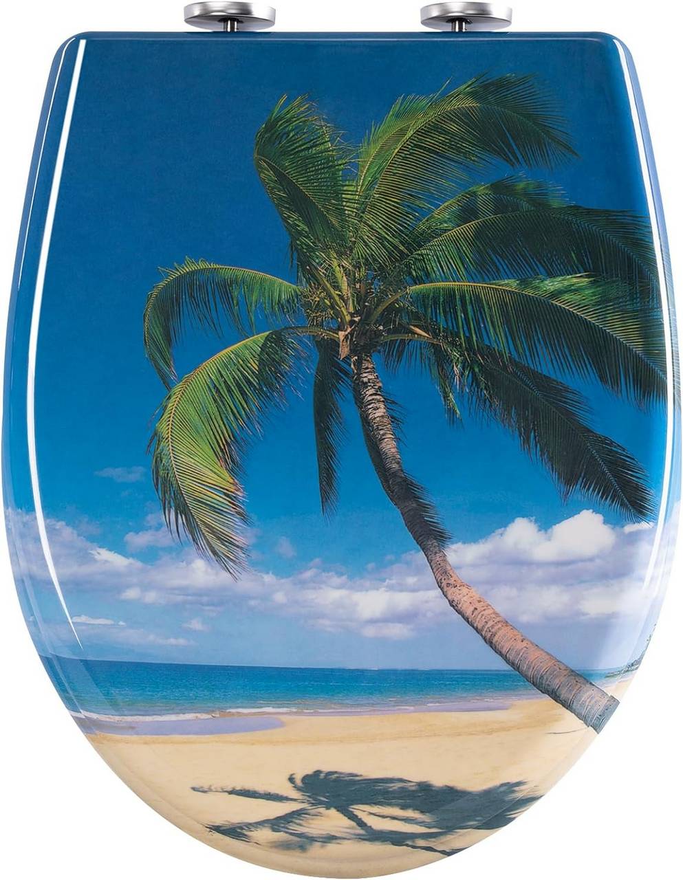 WOLTUCoperchio della Toilette Ovale, Coperchio della Toilette con Chiusura Morbida, Sgancio Rapido, con Motivo