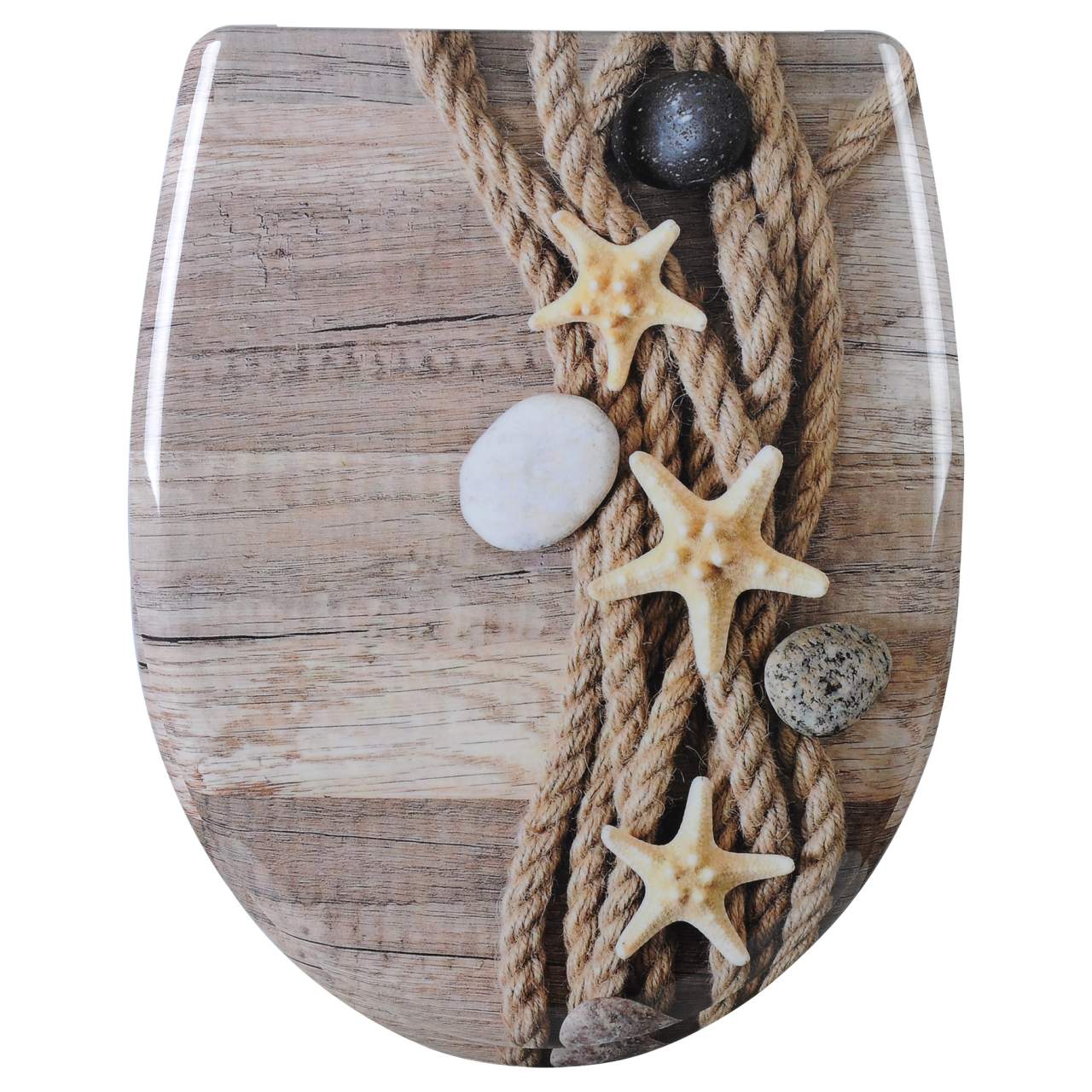 WOLTUSedile del WC Stella Marina in Corda di Canapa Duroplast con Meccanismo di Chiusura Morbida e Fissaggio Rapido