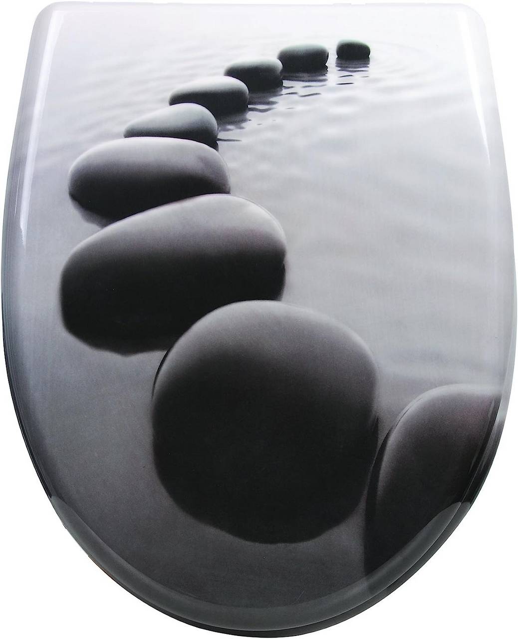 WOLTUSedile del WC in Pietra Nera Duroplast con Chiusura Ammortizzata e Fissaggio Rapido 2499