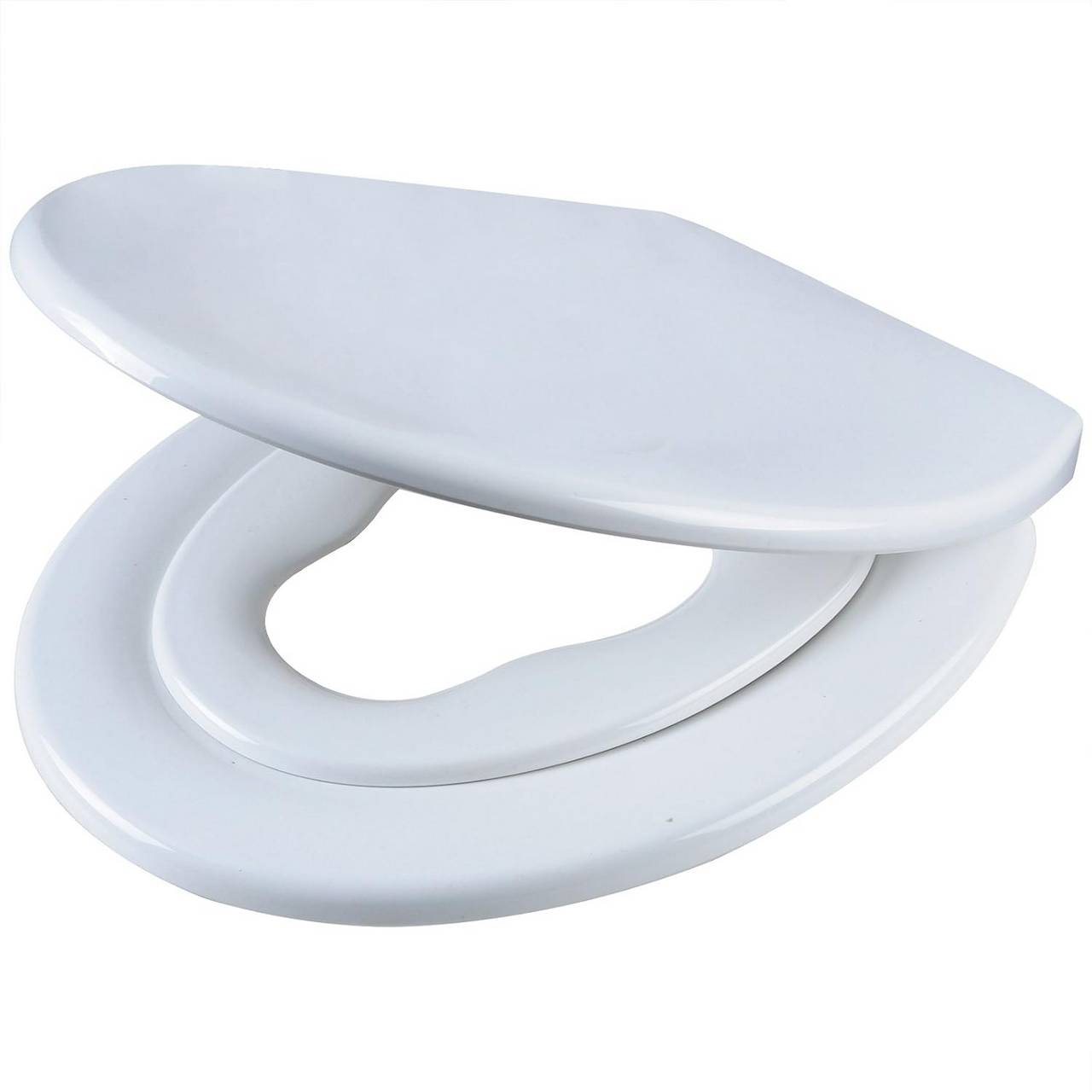 WOLTUFamily Toilet Seat, Plastic Toilet Seat with Child Seat, Soft Close Potty Training Toilet Seat, White