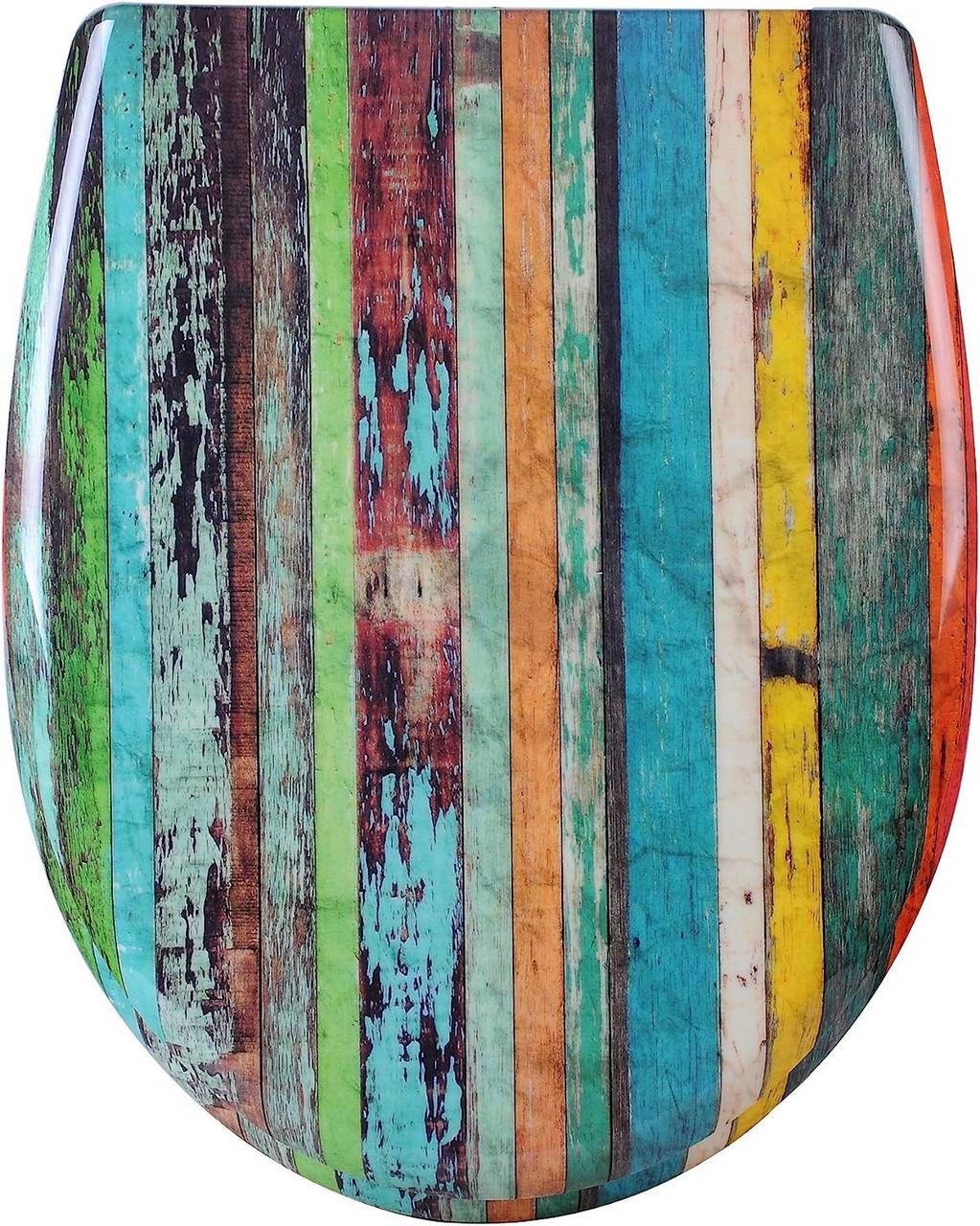 WOLTUSedile del WC in Duroplast Multicolore Retro con Meccanismo di Chiusura Morbida e Chiusura Rapida