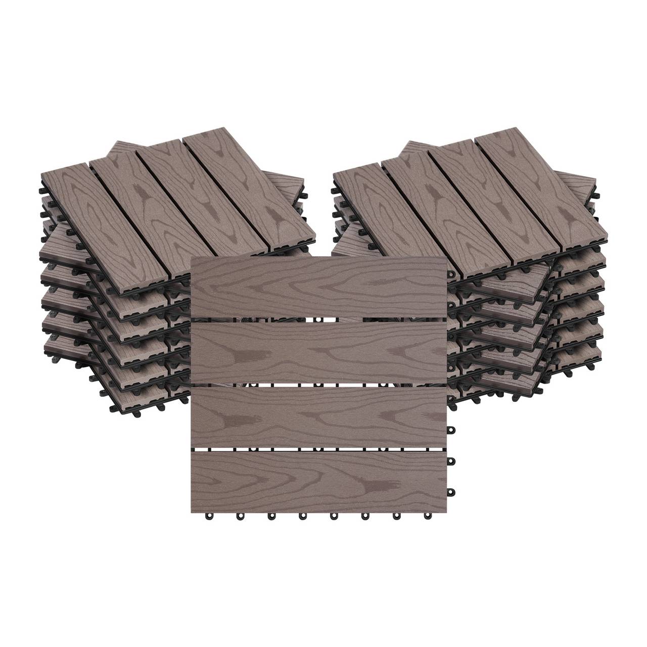 WOLTUWpc Piastrelle per Terrazze Effetto Legno, Pavimento con Sistema a incastro, 30X30 cm 22 Pezzi