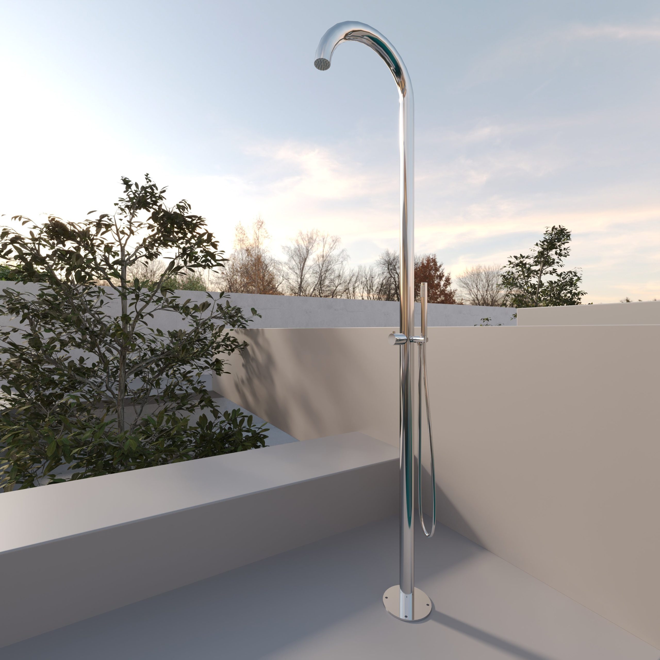 Colonna Doccia Per Esterno con Doccino in Acciaio Inox - Zoe Plus