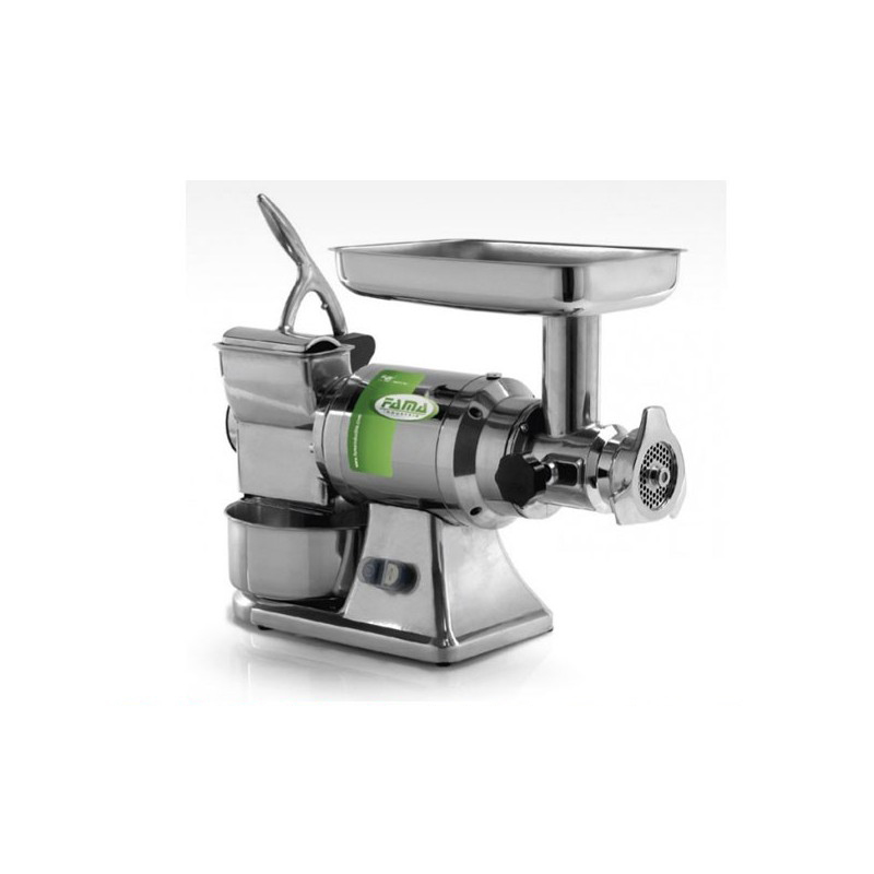 Abbinato Tritacarne - Grattugia. Bocca 82 ø - Produzione Tritacarne 300 Kg./h - Gruppo macinazione INOX