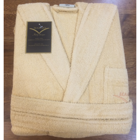 accappatoio tinta unita con cappuccio margio nocciola