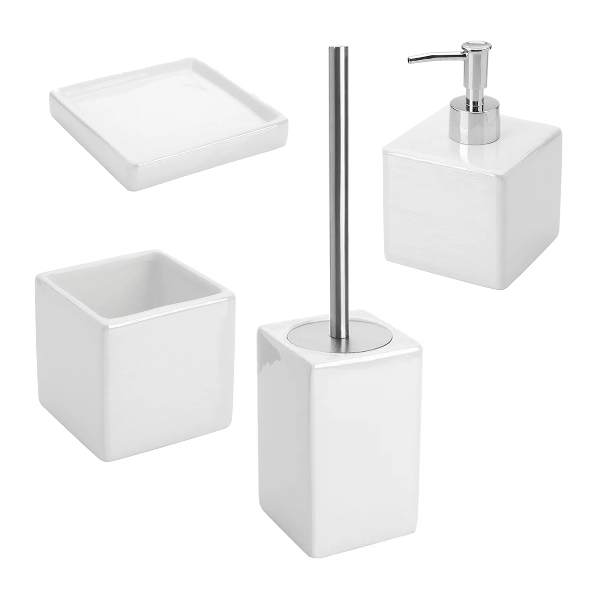 Set 4 Accessori D'Appoggio Feridras "Cuba" Bianco