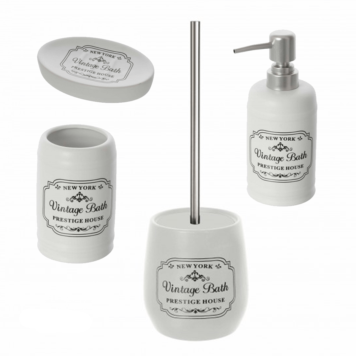 Set 4 Accessori D'Appoggio Feridras "New York" Bianco