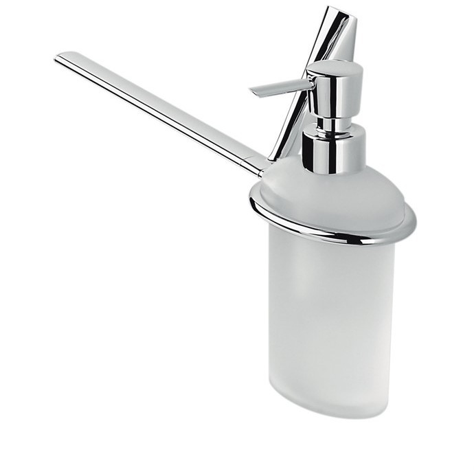Accessorio da bagno spandisapone con vetro acidato + portasalviette a sinistra - Land, Colombo Design