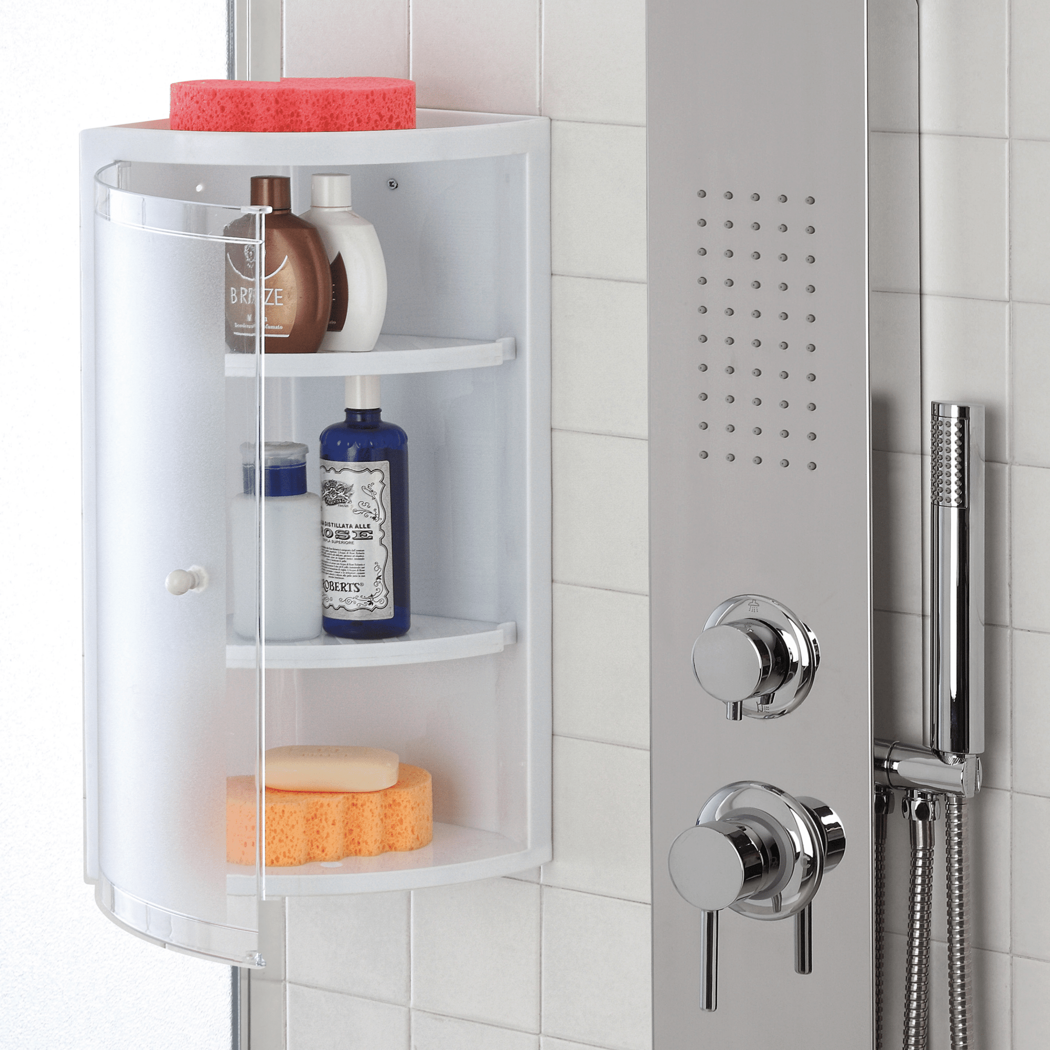 Angoliera Portaoggetti Con Anta Due Mensole Removibili Feridras "Ankora" Bianco