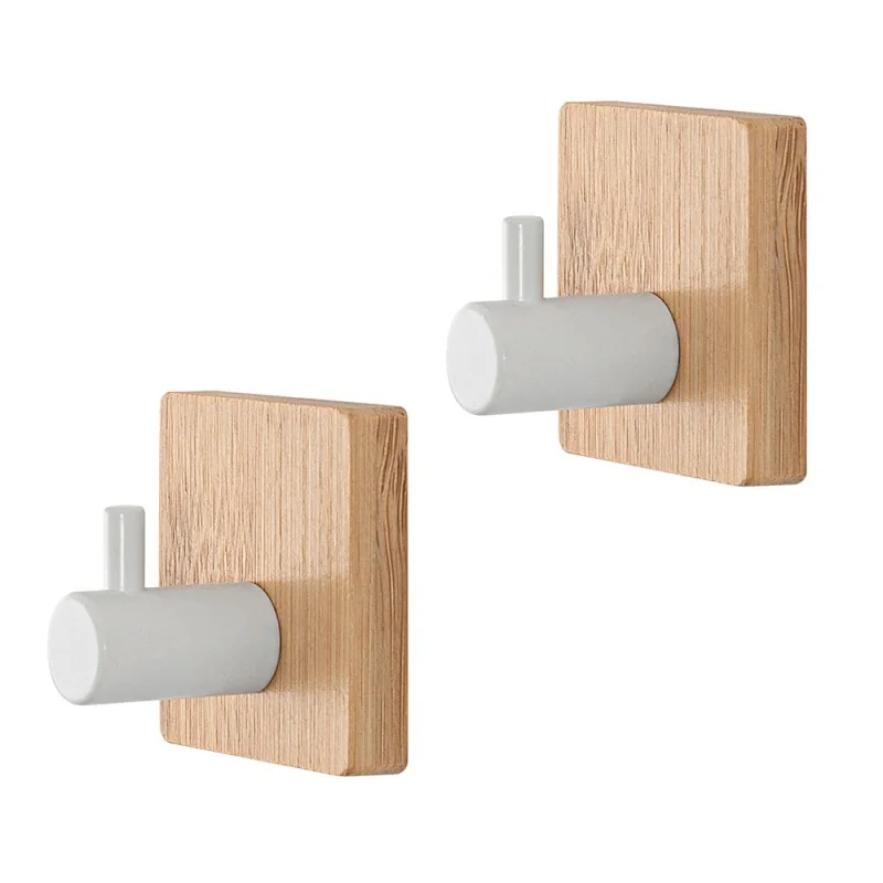 Appendini portasciugamani in legno di bambù e acciaio bianco Haiti