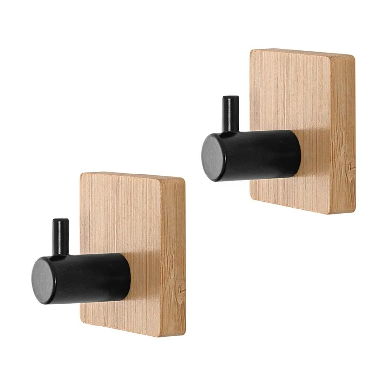 Appendini portasciugamani in legno di bambù e acciaio nero Haiti