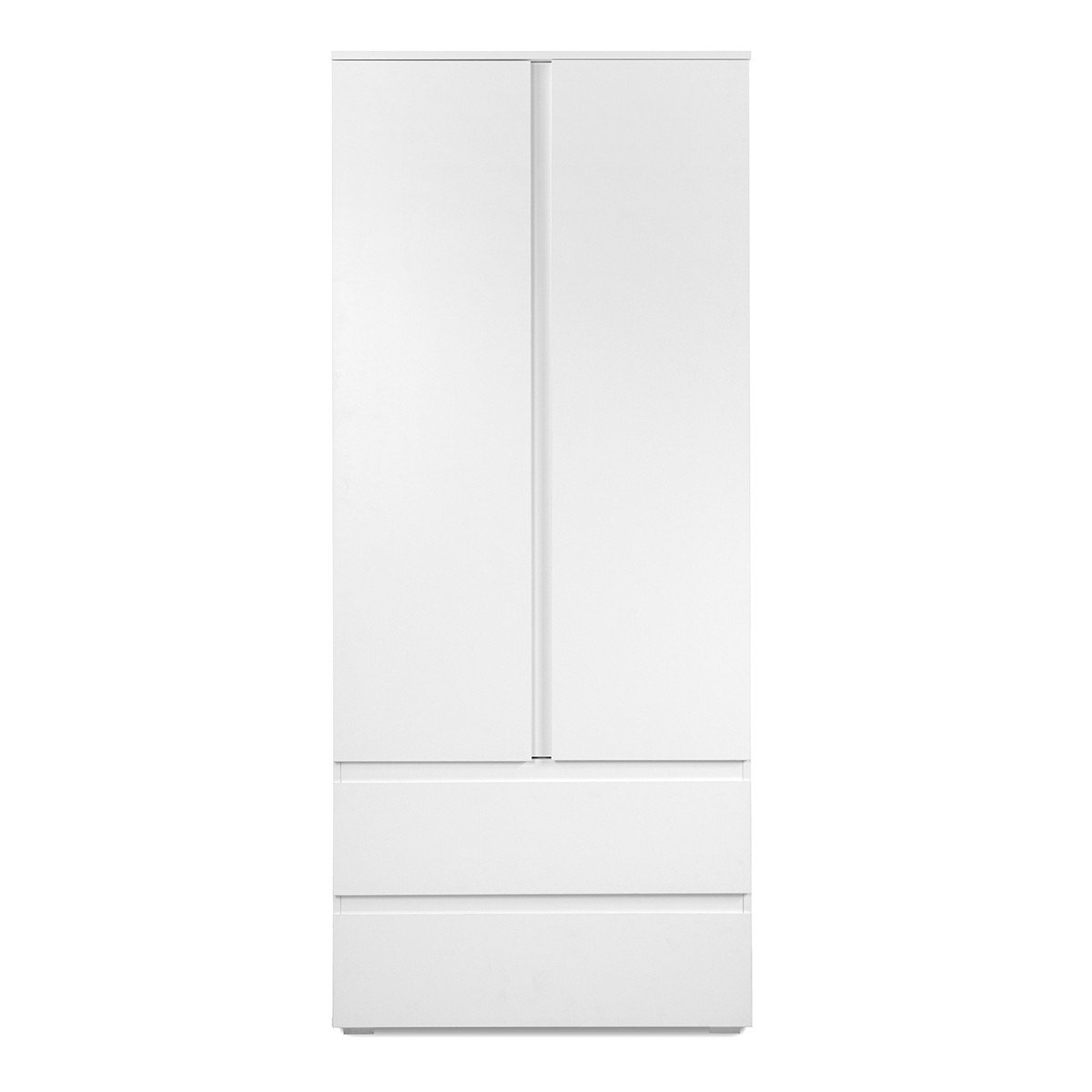 Armadio a 2 ante con 2 cassetti bianco - L80 x H191 cm