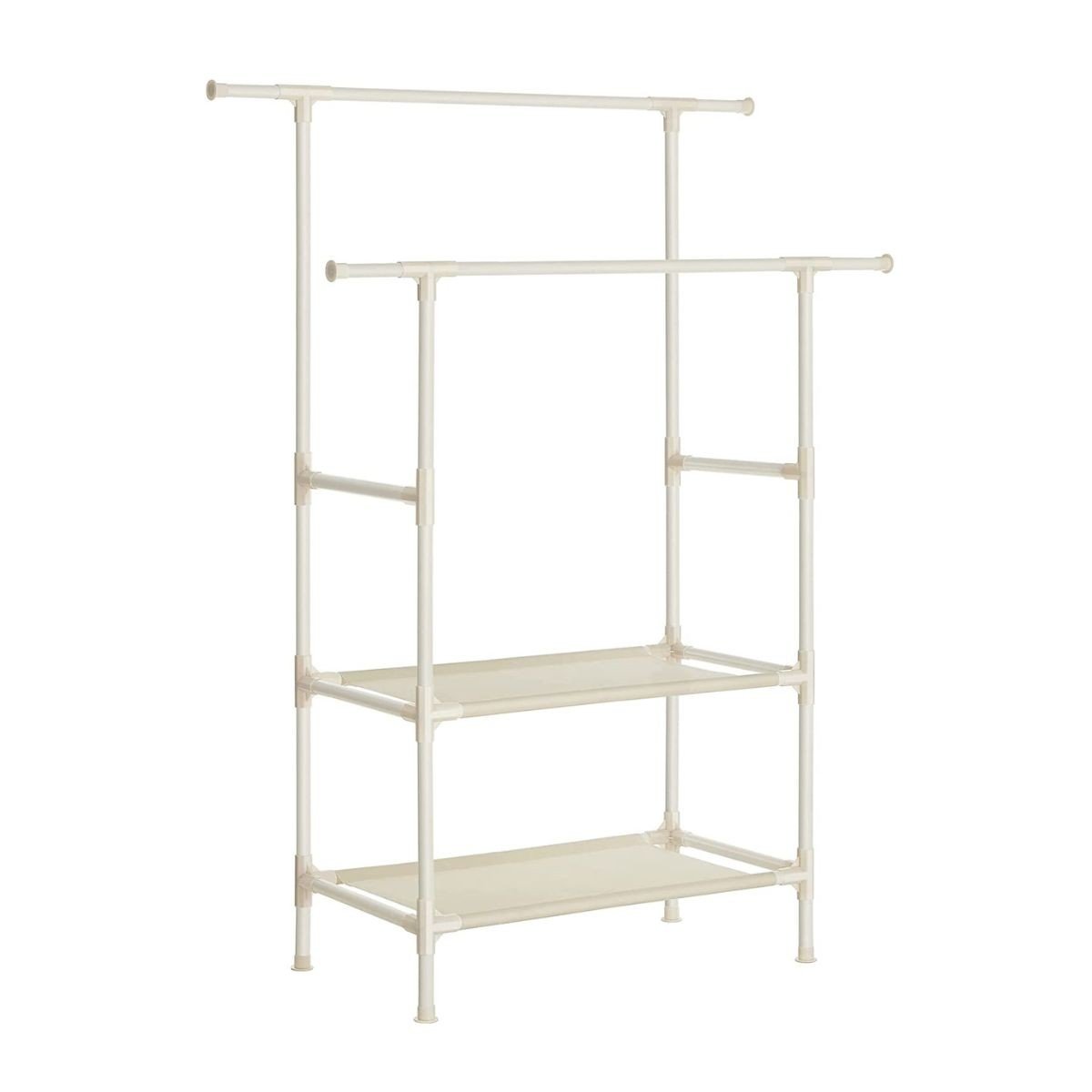 Armadio per abiti con 2 aste e 2 ripiani bianchi