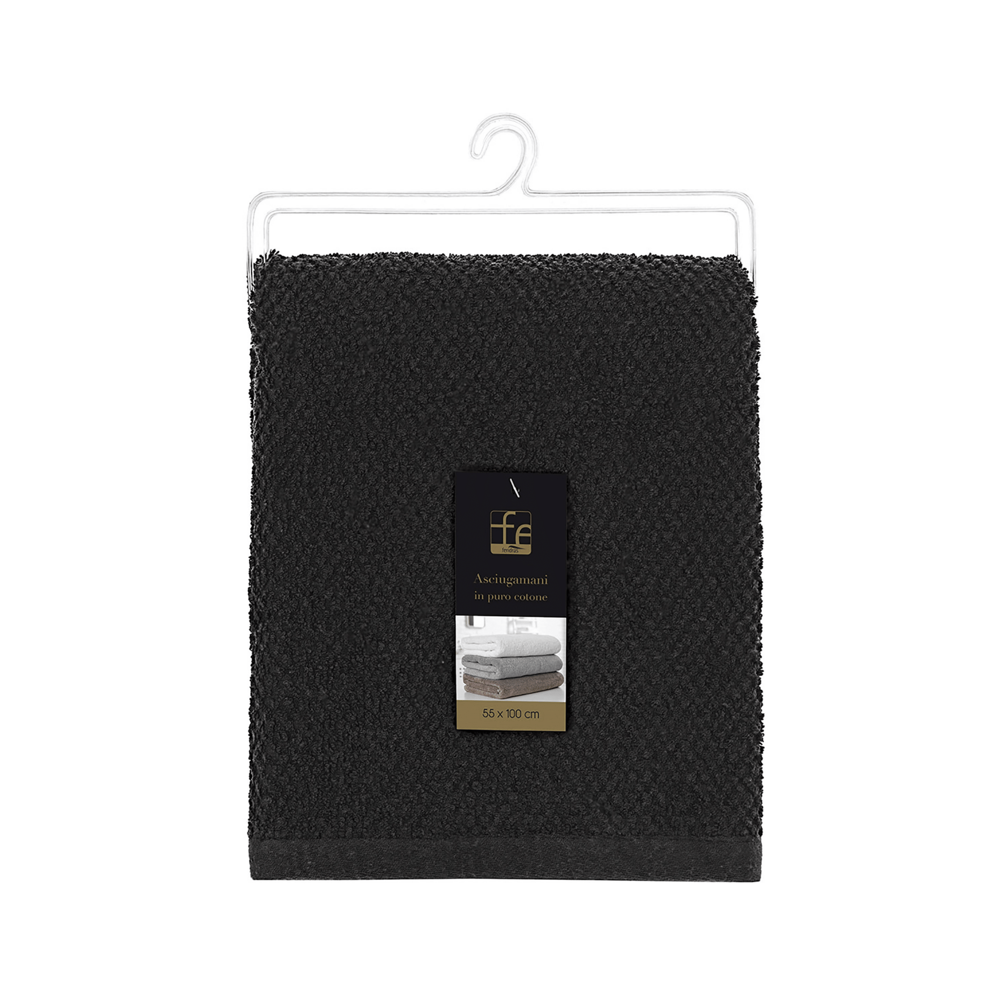 Asciugamano Viso Per Bagno 55x100 Cm Feridras "Gold" Nero