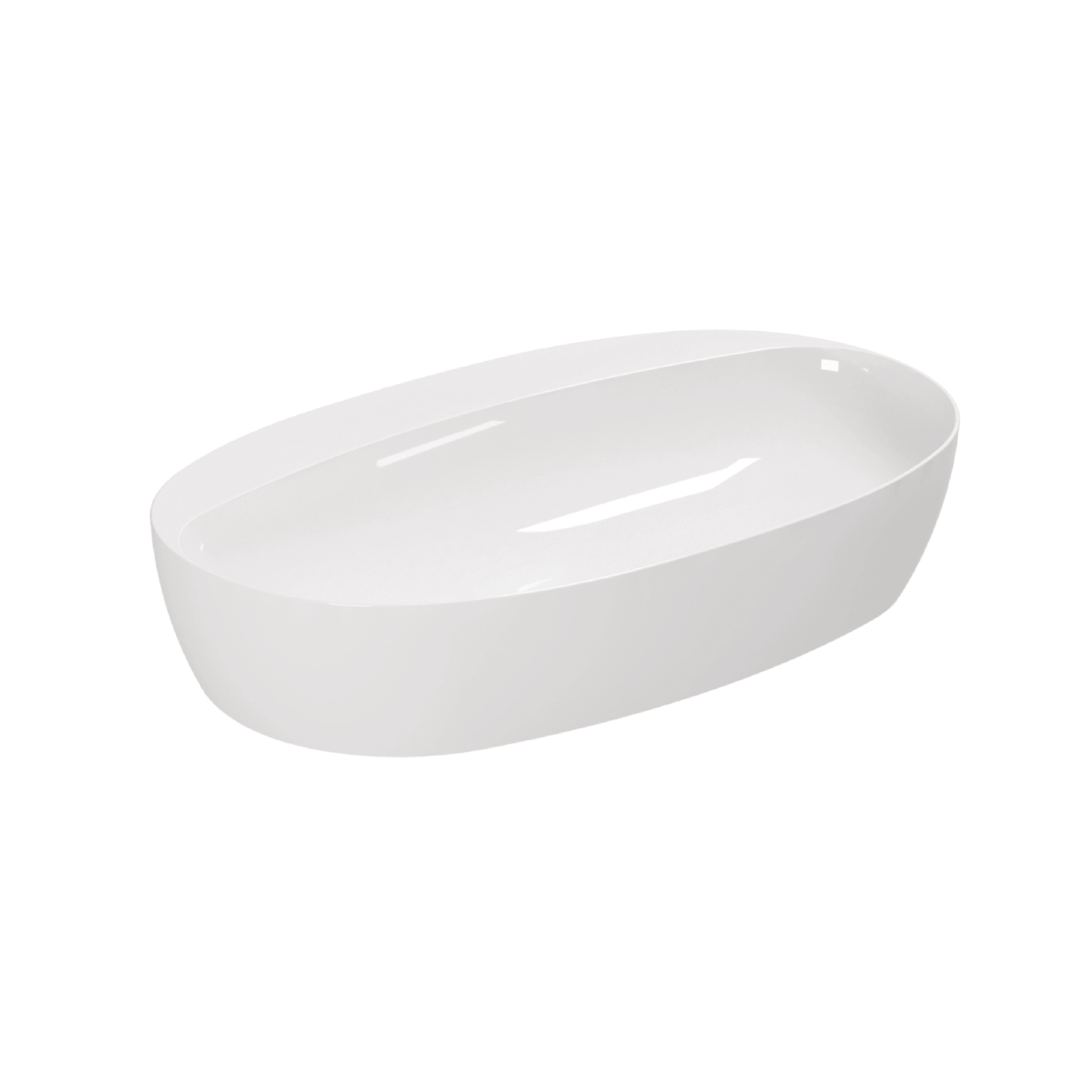 Lavabo D'Appoggio 70x42 Cm Azzurra Ceramica "Elegance Circle" Bianco Lucido