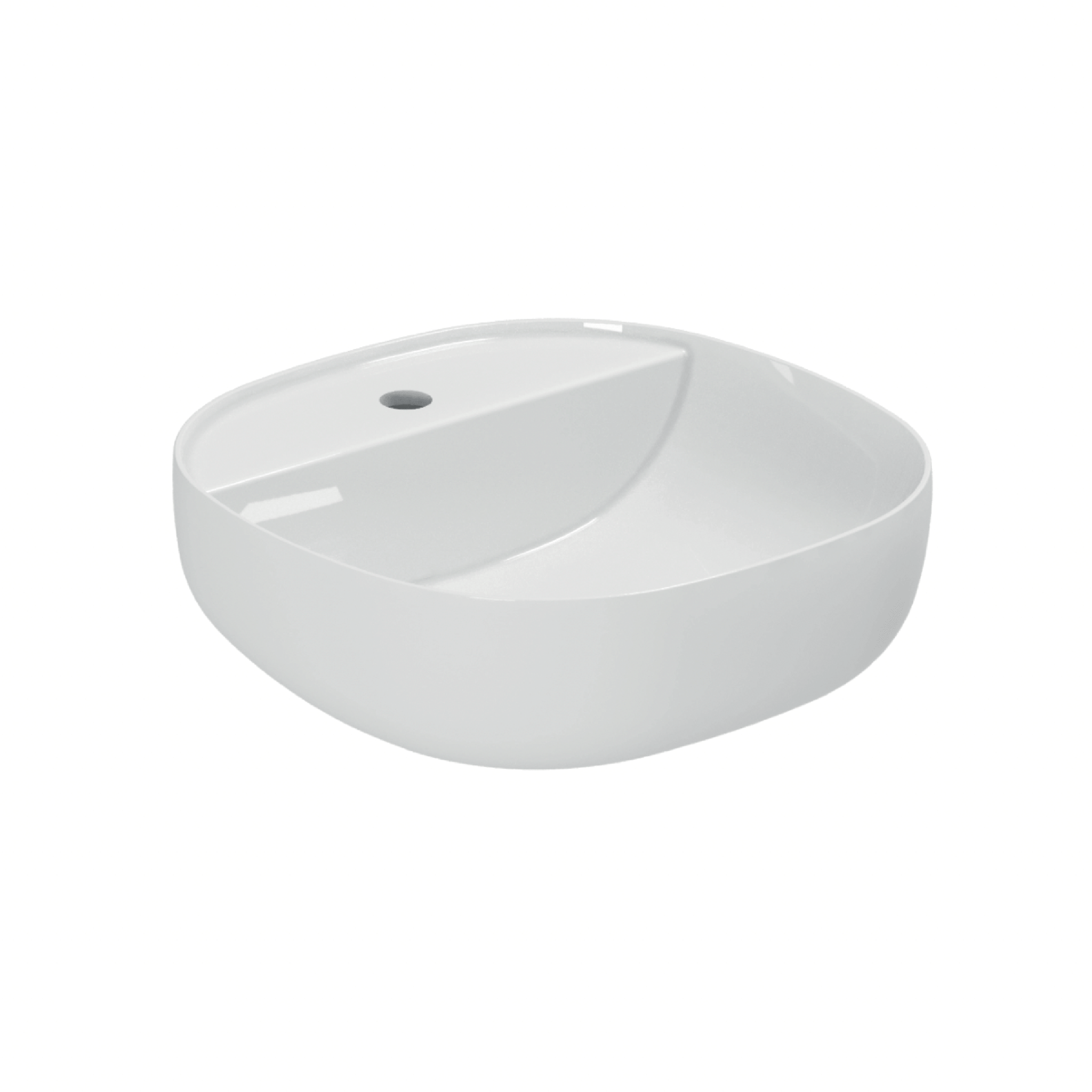 Lavabo D'Appoggio Con Foro 45 Cm Azzurra Ceramica "Elegance Zip" Bianco Lucido