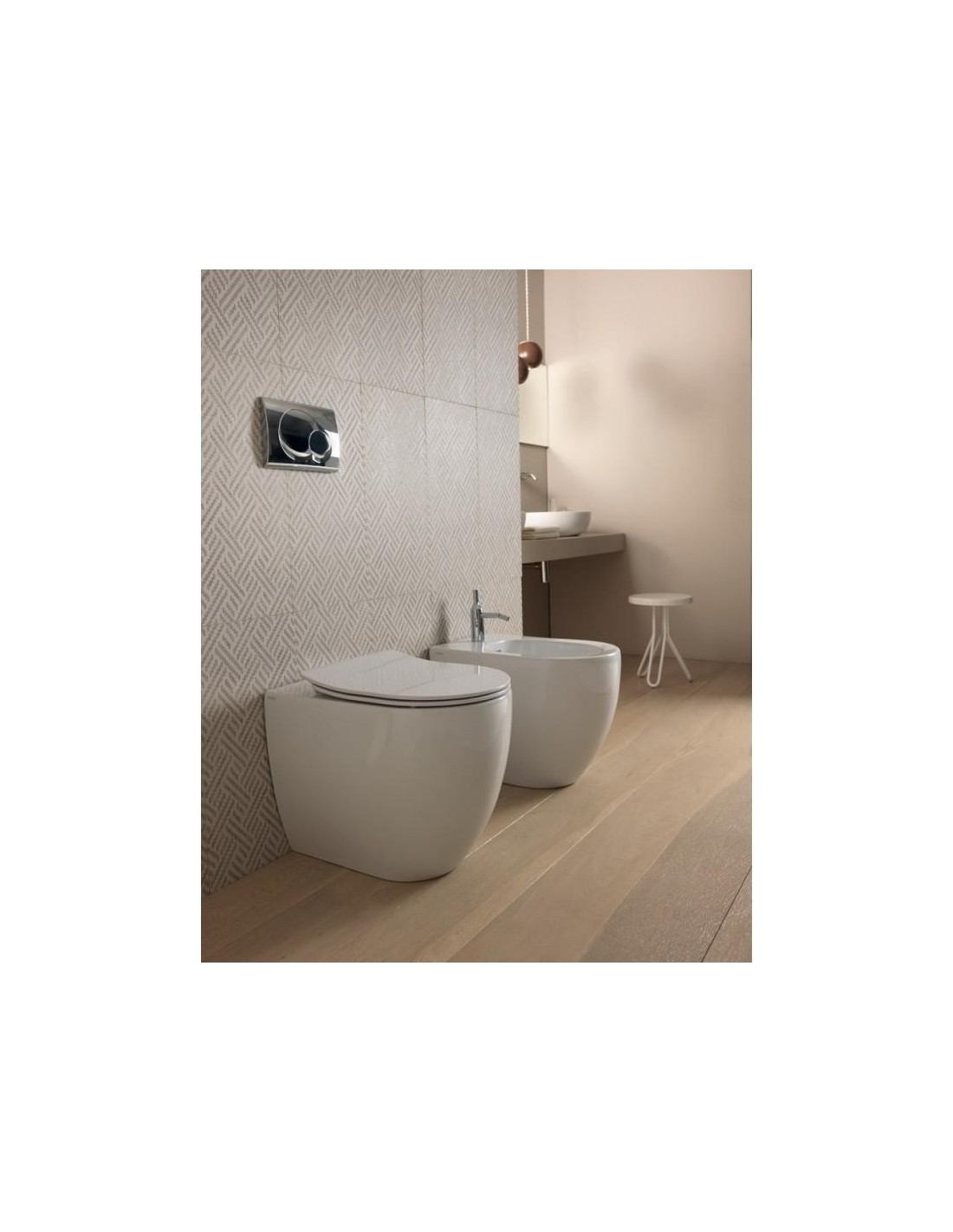 Azzurra - Comoda filomuro 53 cm Wc Easy Clean + bidet + coprivaso SOFT