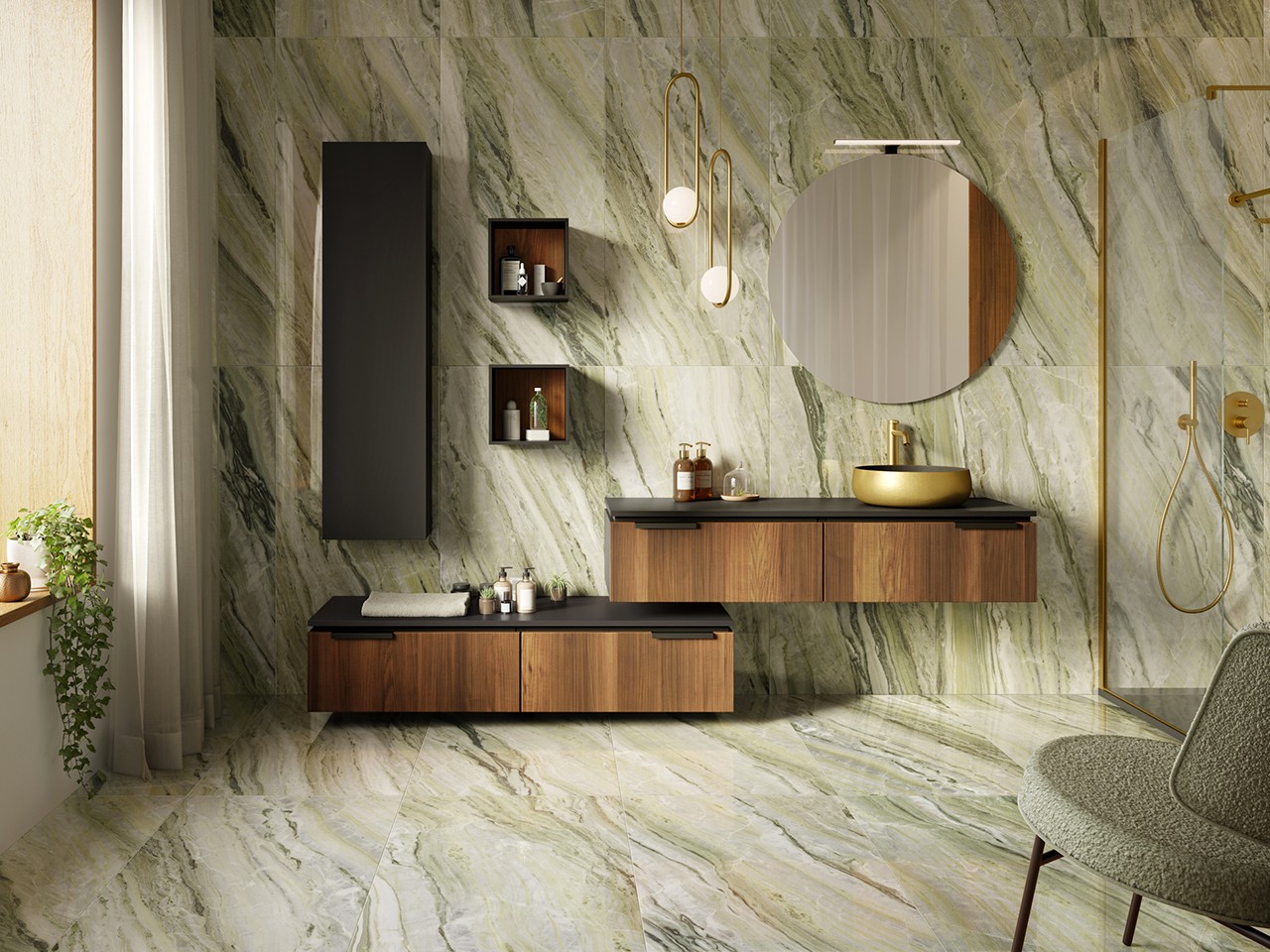 Cassettiera Blues 140 cm 2 Cassetti Noce Cannucciato e Top 1,8 cm Phoenix Nero Opaco-9013830