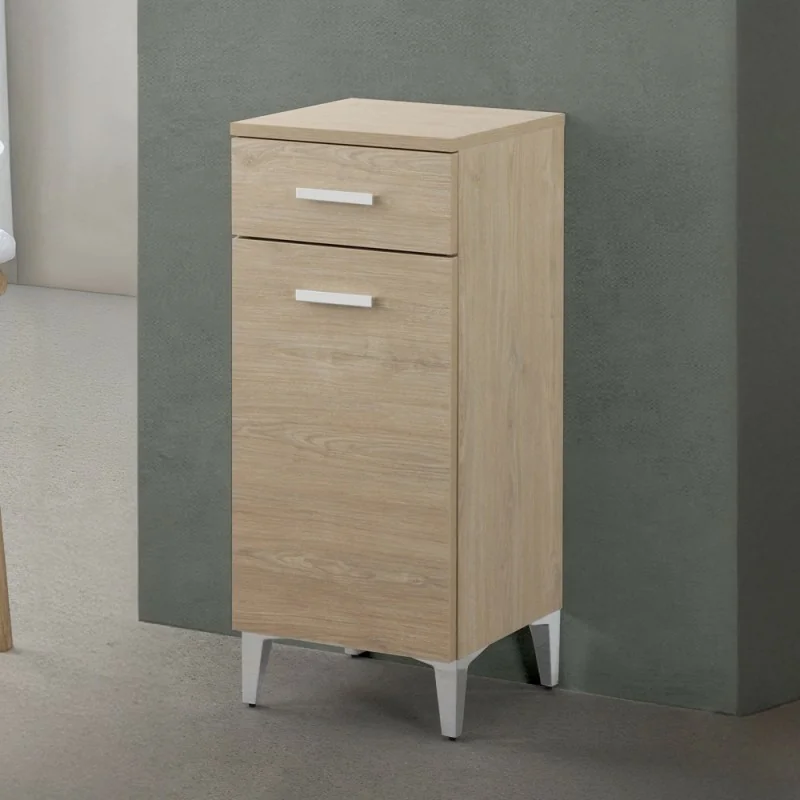 Base multiuso 35x34 cm rovere dolomite con anta reversibile e cassetto Desya