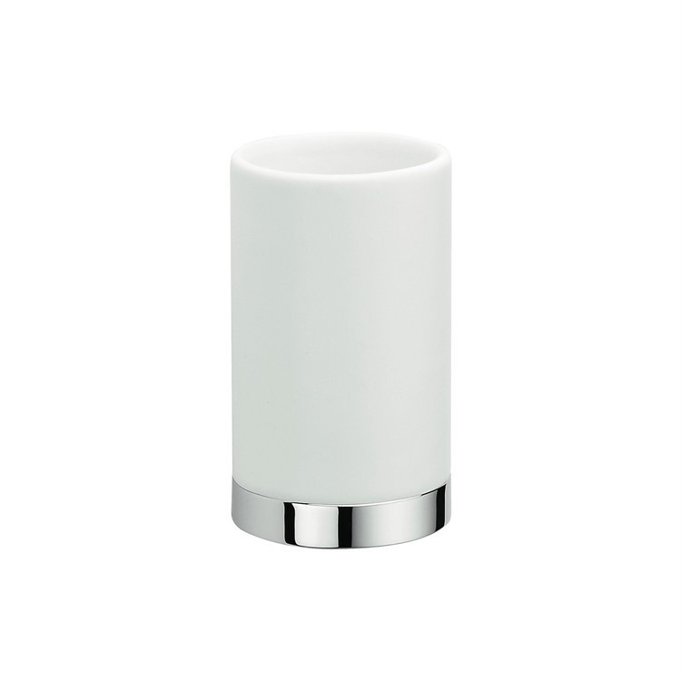 Bicchiere d'appoggio in ceramica bianca e finitura cromata - Nordic, Colombo Design