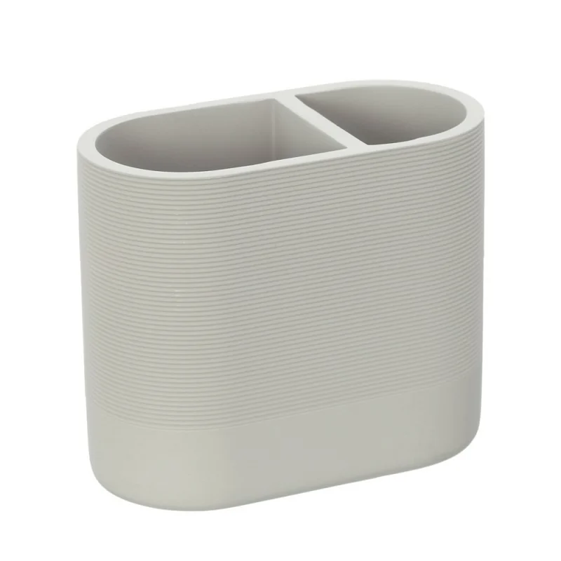 Bicchiere porta spazzolini in poliresina crema Marica