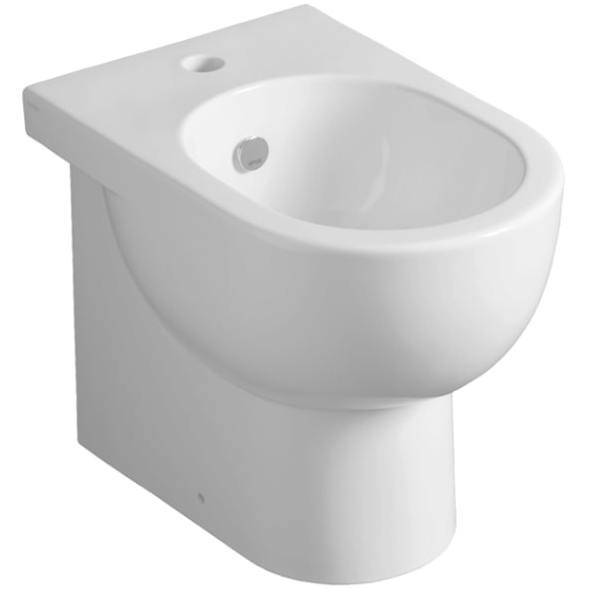 Bidet a terra filomuro in ceramica bianca design contemporaneo - E-Line, Simas