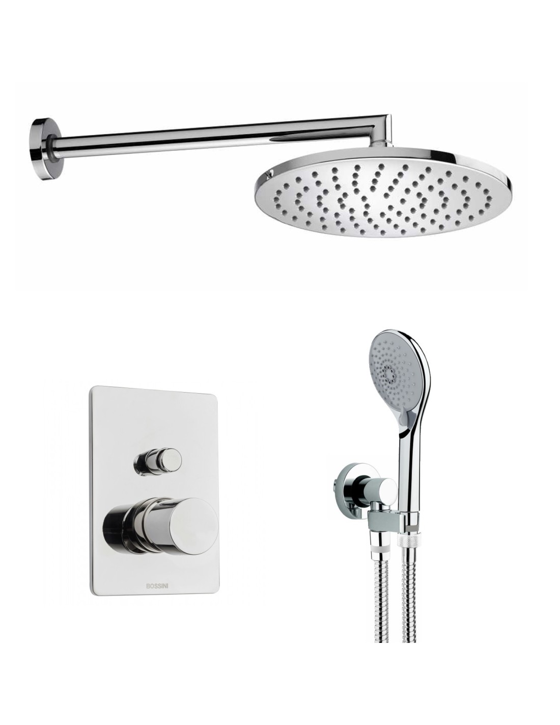 Bossini - Set doccia cosmo con miscelatore meccanico a due vie, soffione e doccino Bossini