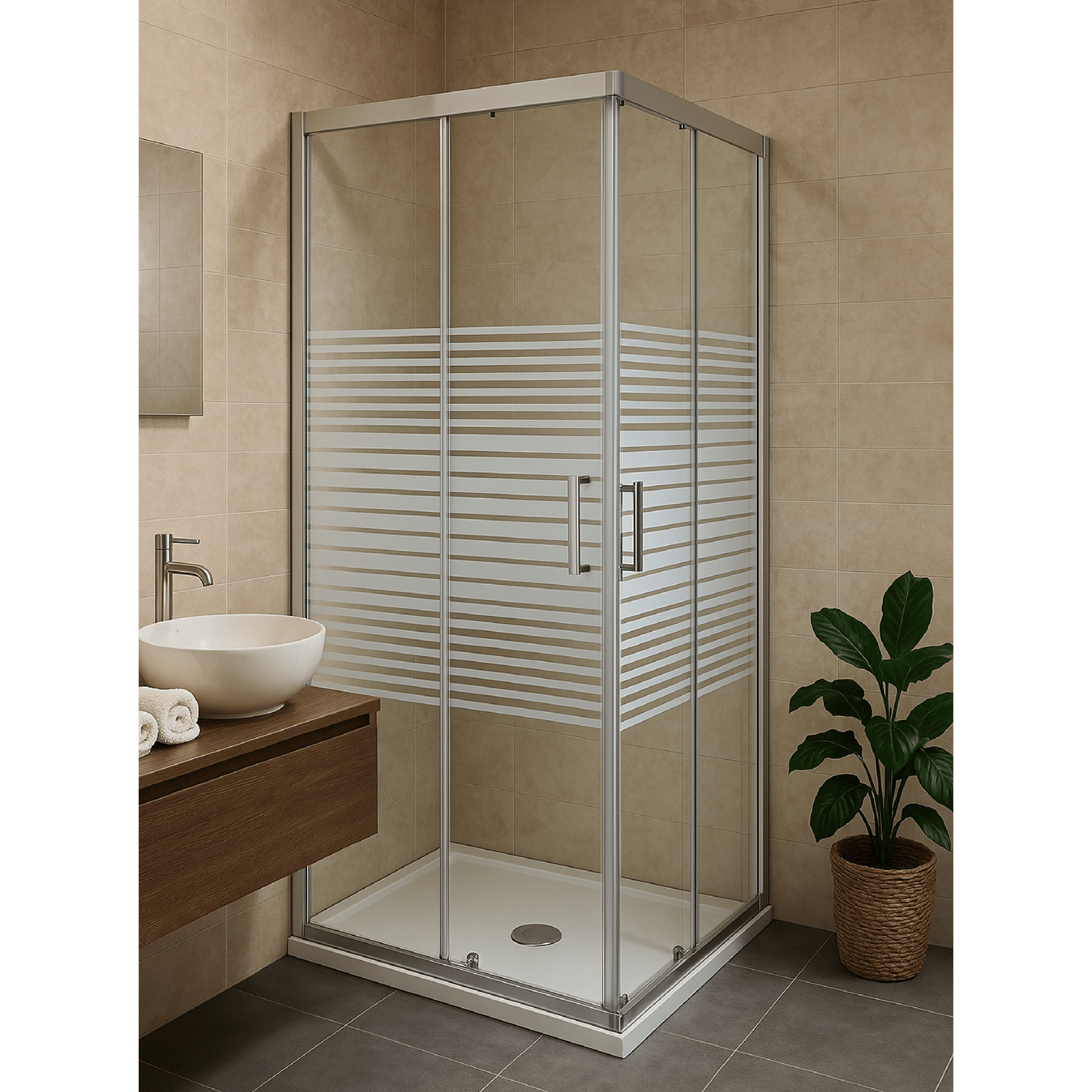 Box Doccia Angolare Scorrevole 70x70 Giava "Style" Argento Lucido/Vetro Serigrafato