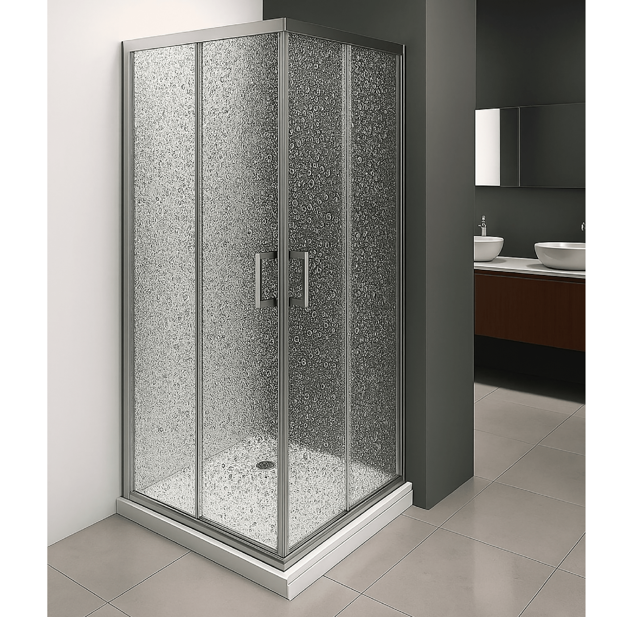 Box Doccia Angolare Scorrevole 70x70 Giava "Style" Argento Lucido/Vetro Stampato