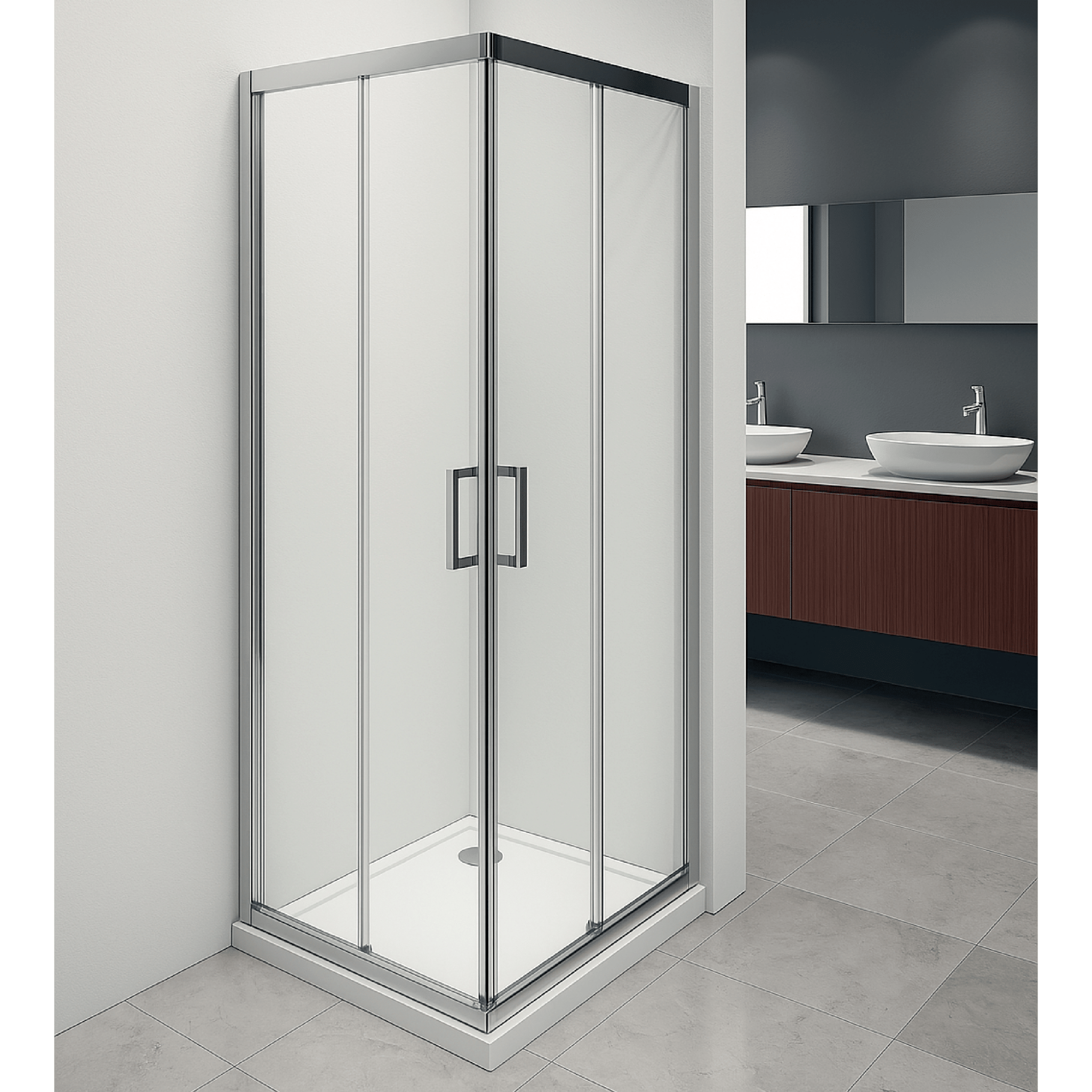 Box Doccia Angolare Scorrevole 70x70 Giava "Style" Argento Lucido/Vetro Trasparente