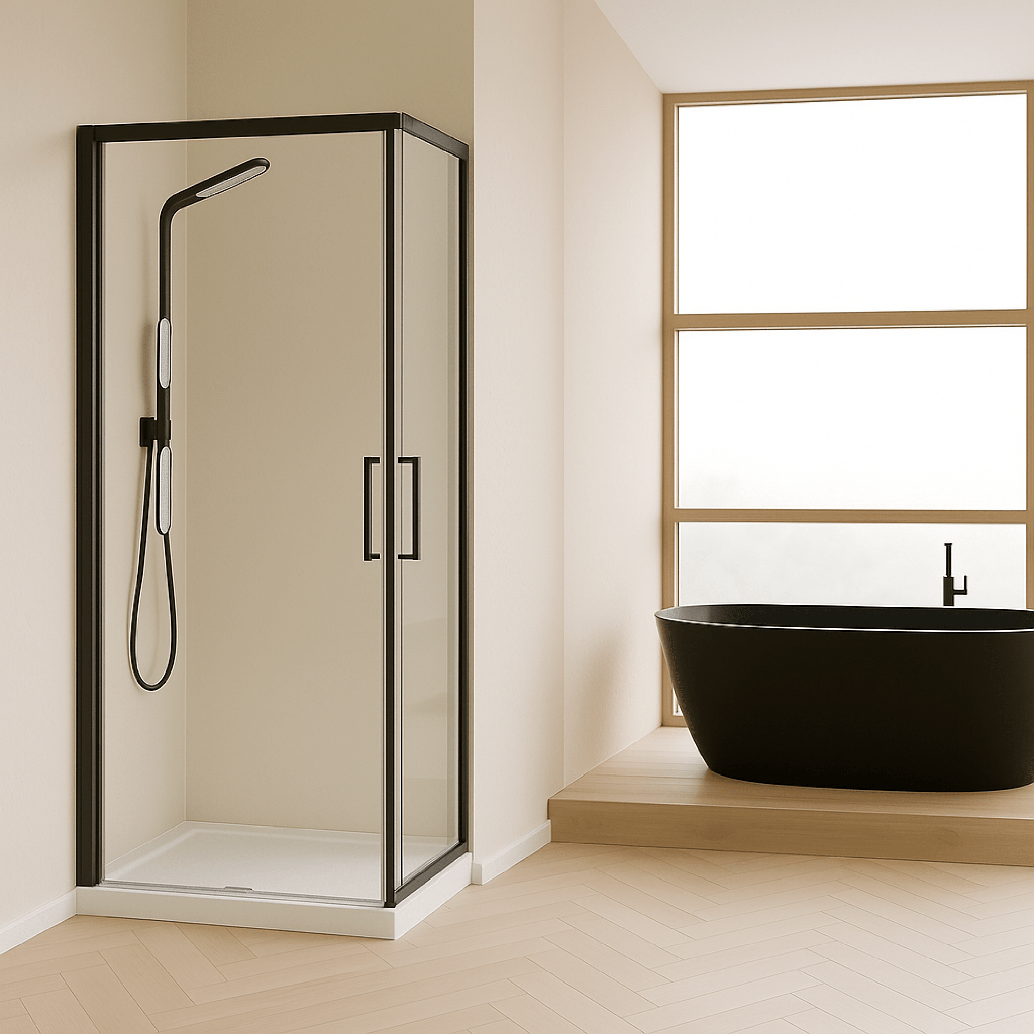 Box Doccia Angolare Scorrevole 80x120 2B "Evo" Nero/Vetro Trasparente