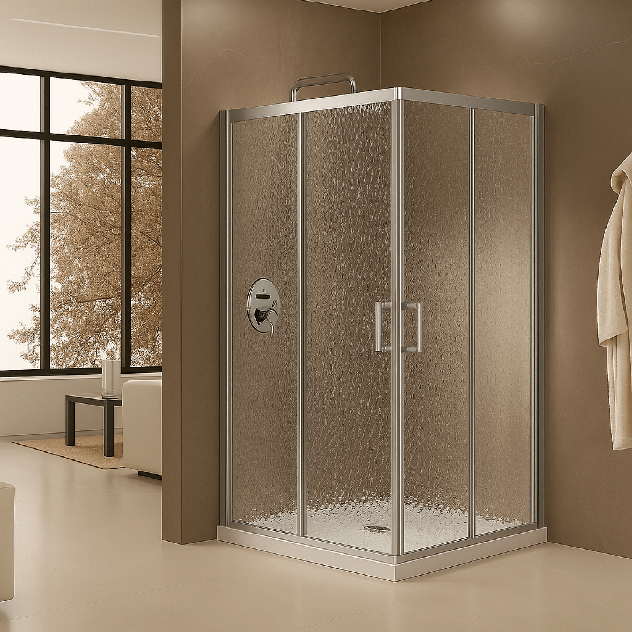 Box Doccia Angolare Scorrevole 70x70 Giava "Nice" Argento Lucido/Vetro Stampato